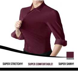 Anti-Wrinkle No-Ironing Elasticity Slim Fit Men Dress Casual Long Sleeve Shirt