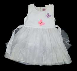 Butterfly Embroidery Princess Lace Girls Party Dress Chest Embroidery_Queen White