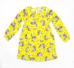 Fashionable Girls Full Sleeve Frock All Over Print_Pink